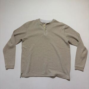 Unbranded Cream and White Double Lined Waffle Knit Henley Shirt